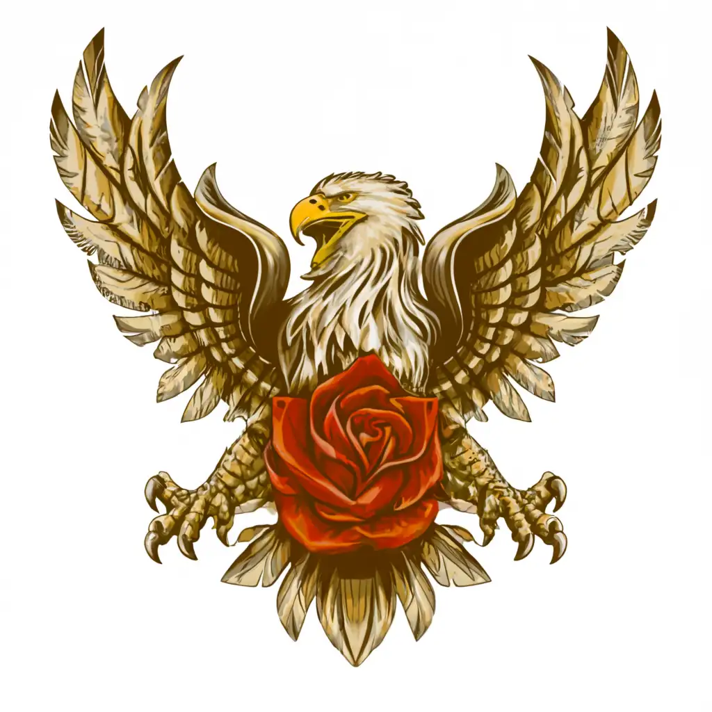 a logo design,with the text "eagle rose", main symbol:eagle and rose,Moderate,clear background