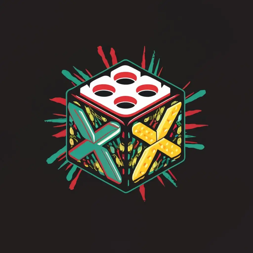 a logo design,with the text "Multiplier", main symbol:Dice, x,complex,clear background