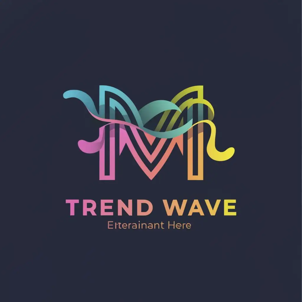 logo, m, with the text "Trend Wave", typography, be used in Entertainment industry