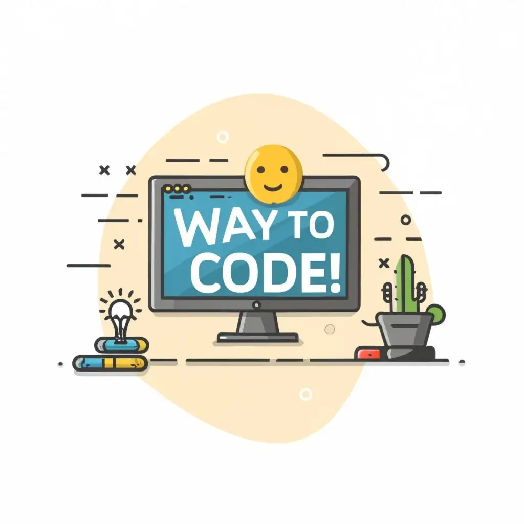 logo, Computer, with the text "Way to Code!", typography, be used in Internet industry