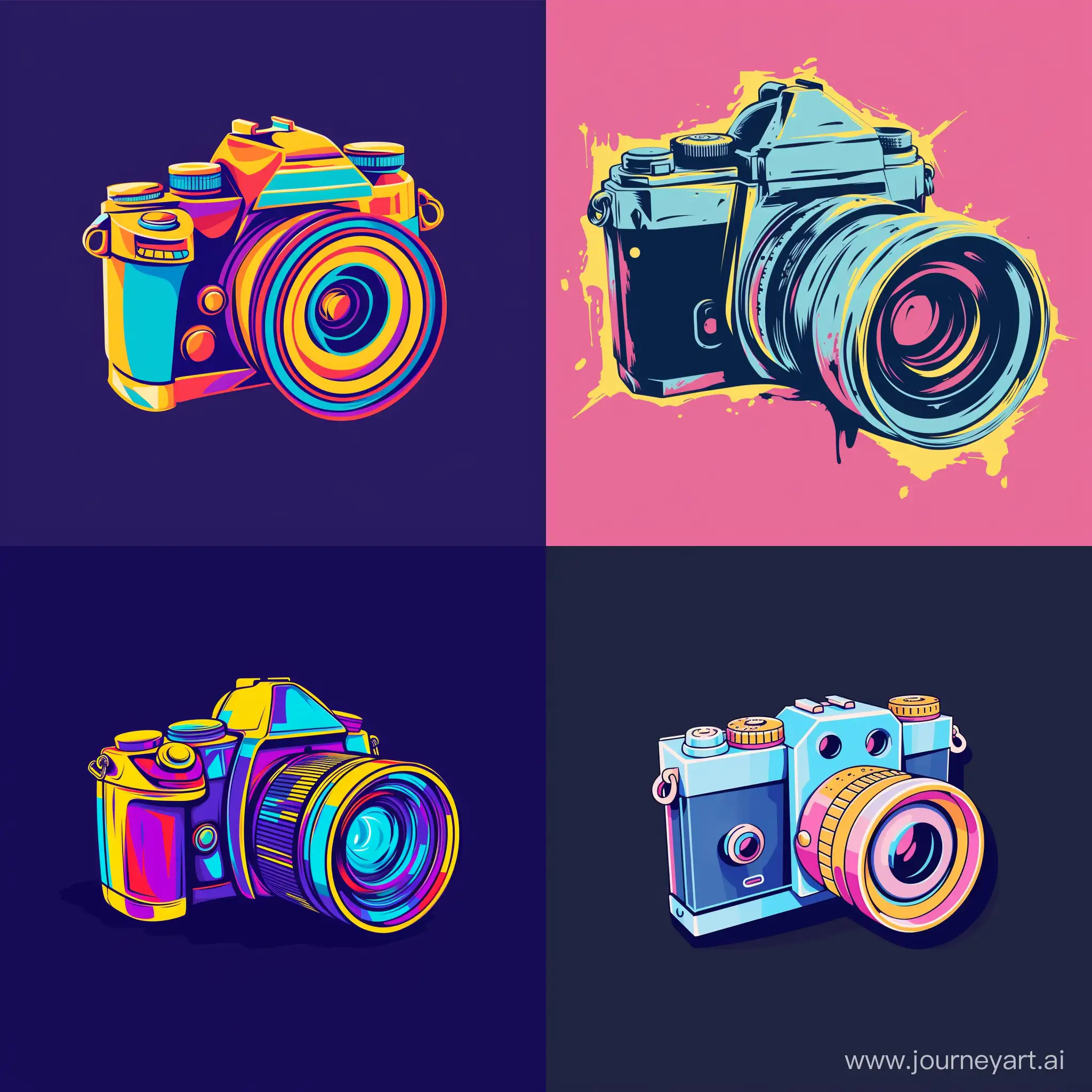 artistic logo of a photocamera, colorful