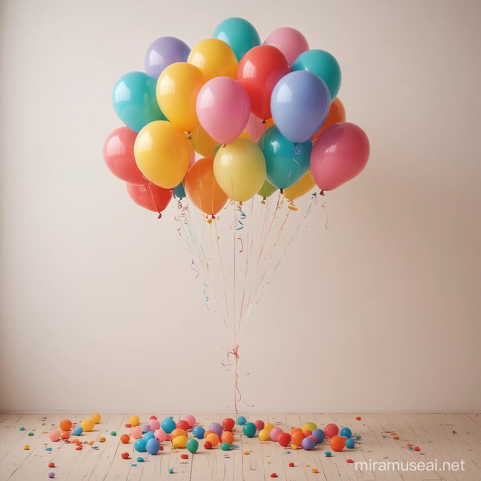Cheerful Childlike Balloons Floating in the Sky