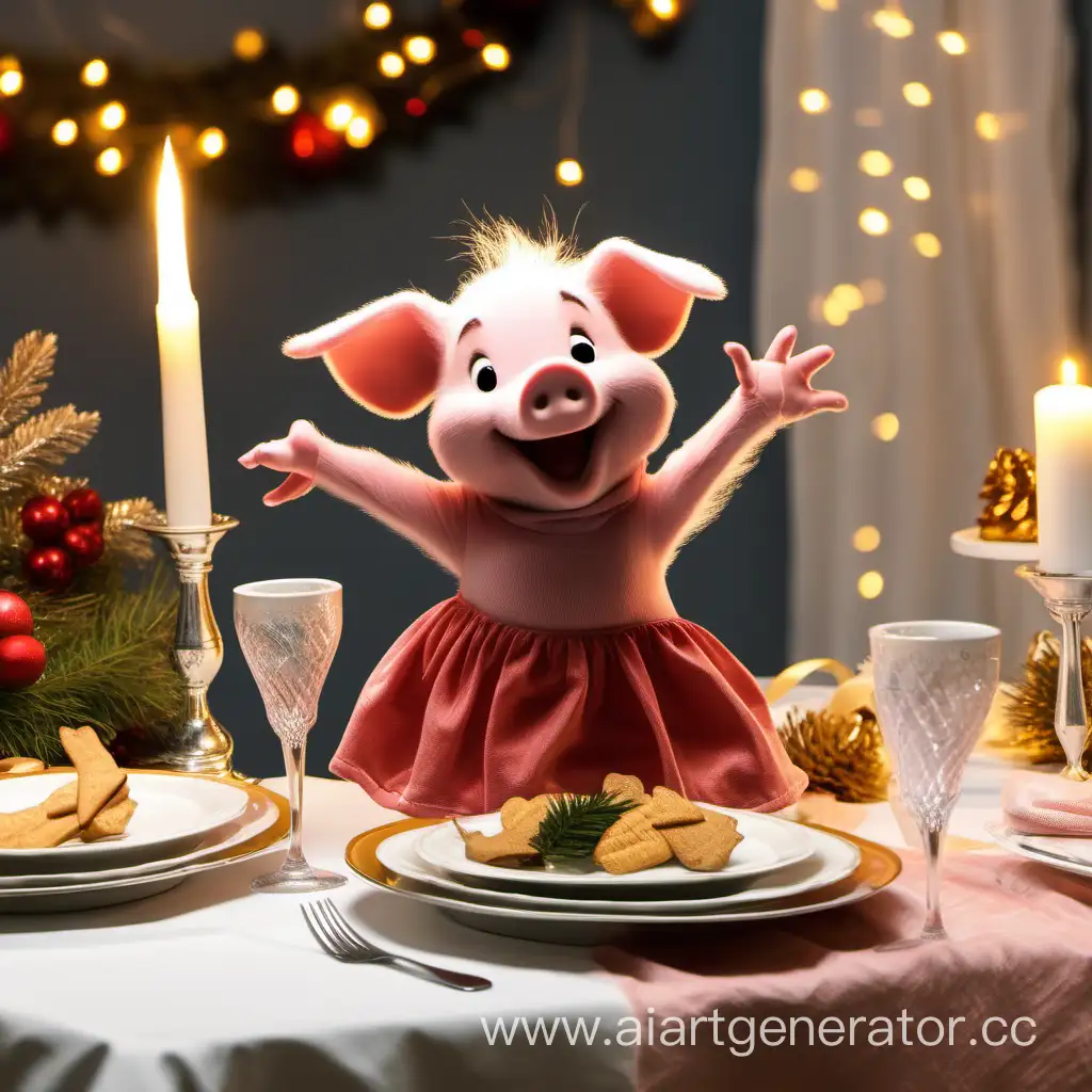 Joyful-Piglet-Dance-on-Festive-Table