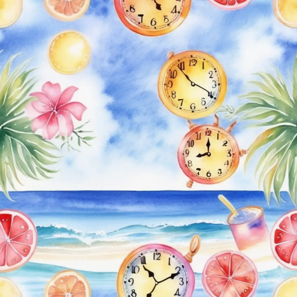 Summer Time Clock Adjustment with Watercolor