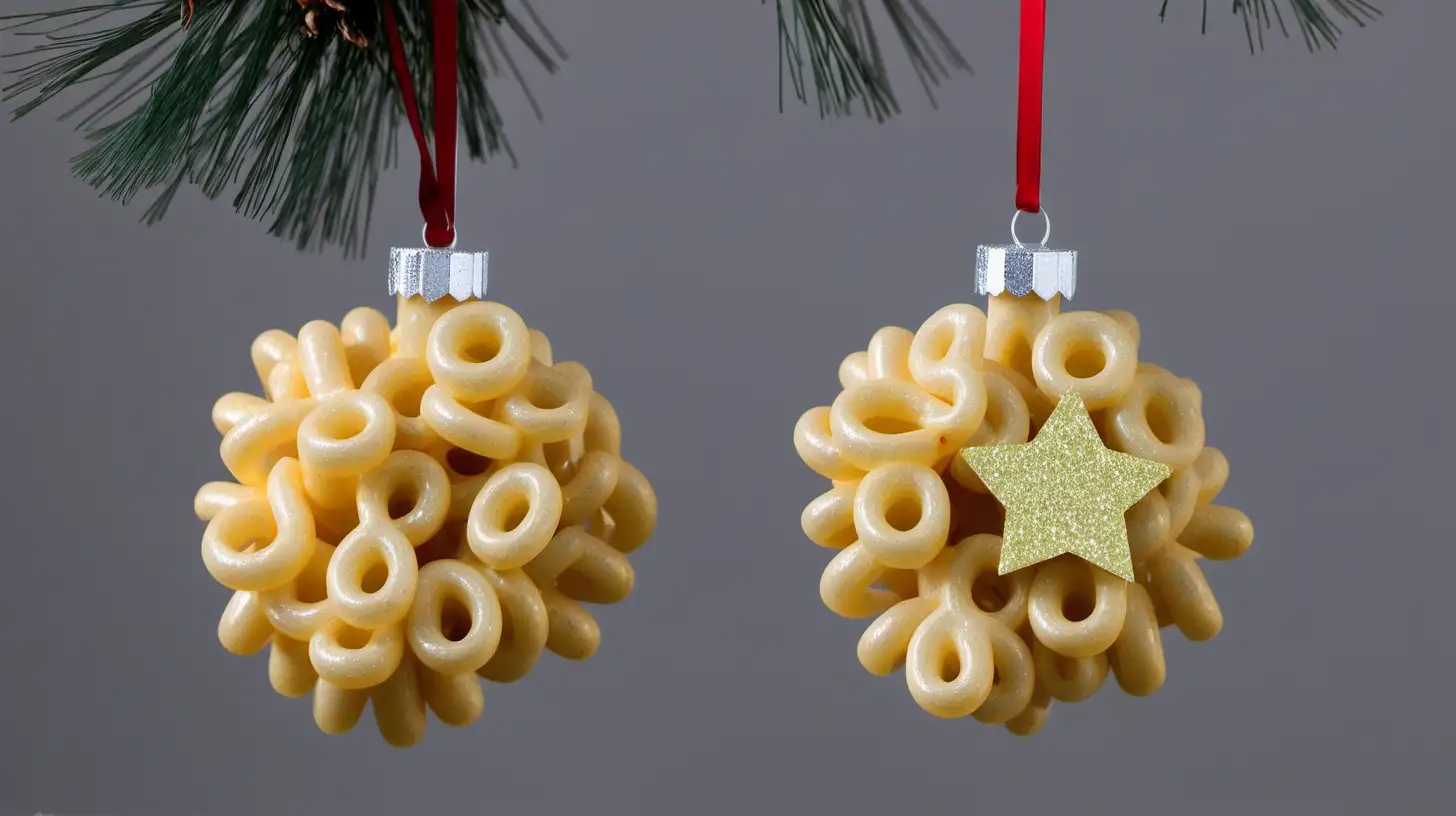 Festive Macaroni Holiday Ornaments with Glitter Craft