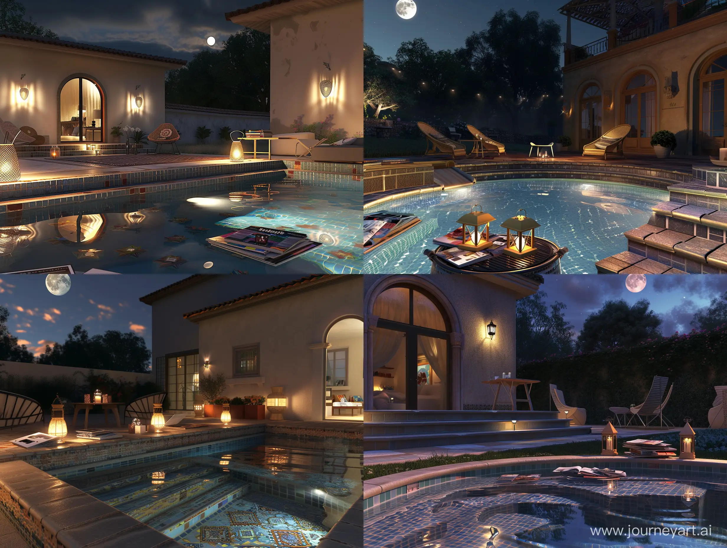 Luxurious-American-House-Night-Scene-with-Swimming-Pool-and-Elegant-Dcor