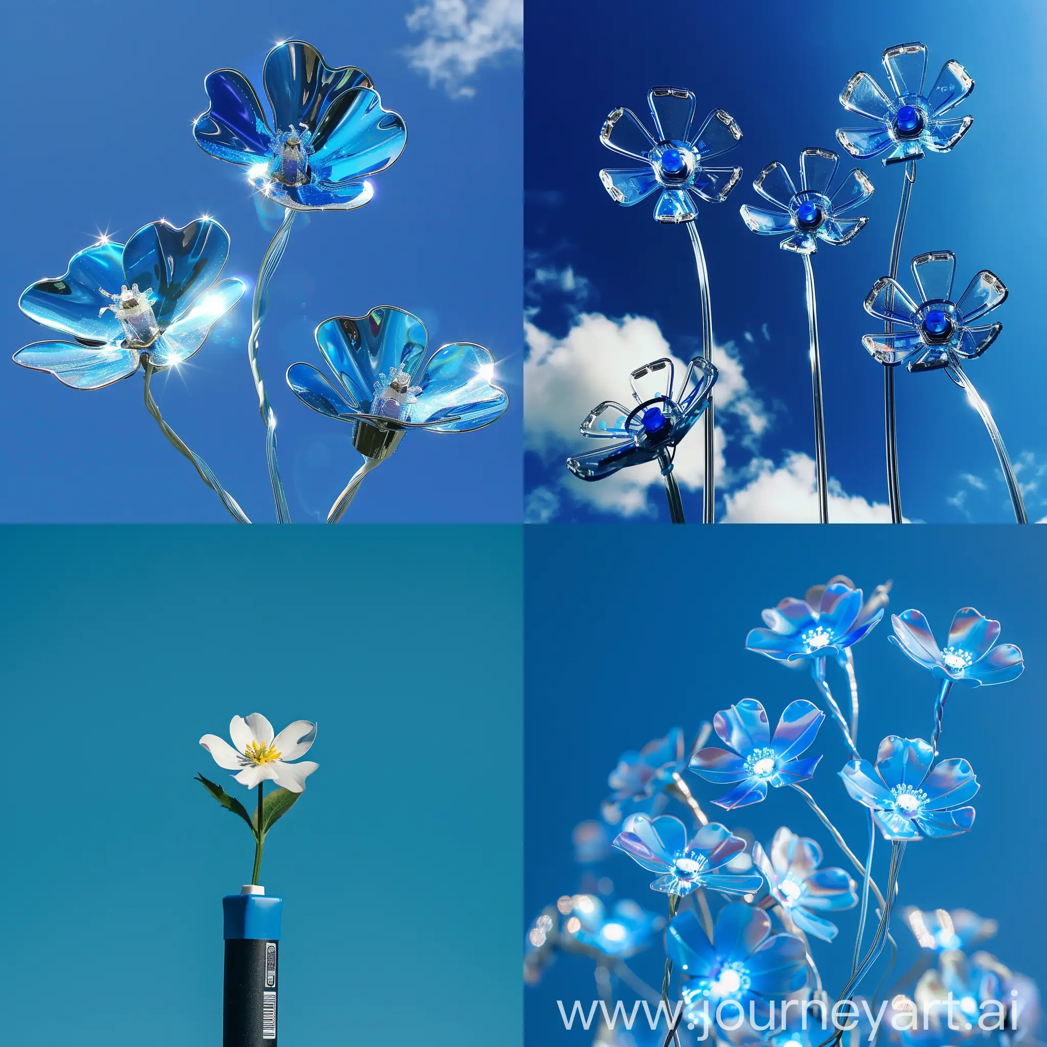Battery-Flowers-Under-Blue-Sky