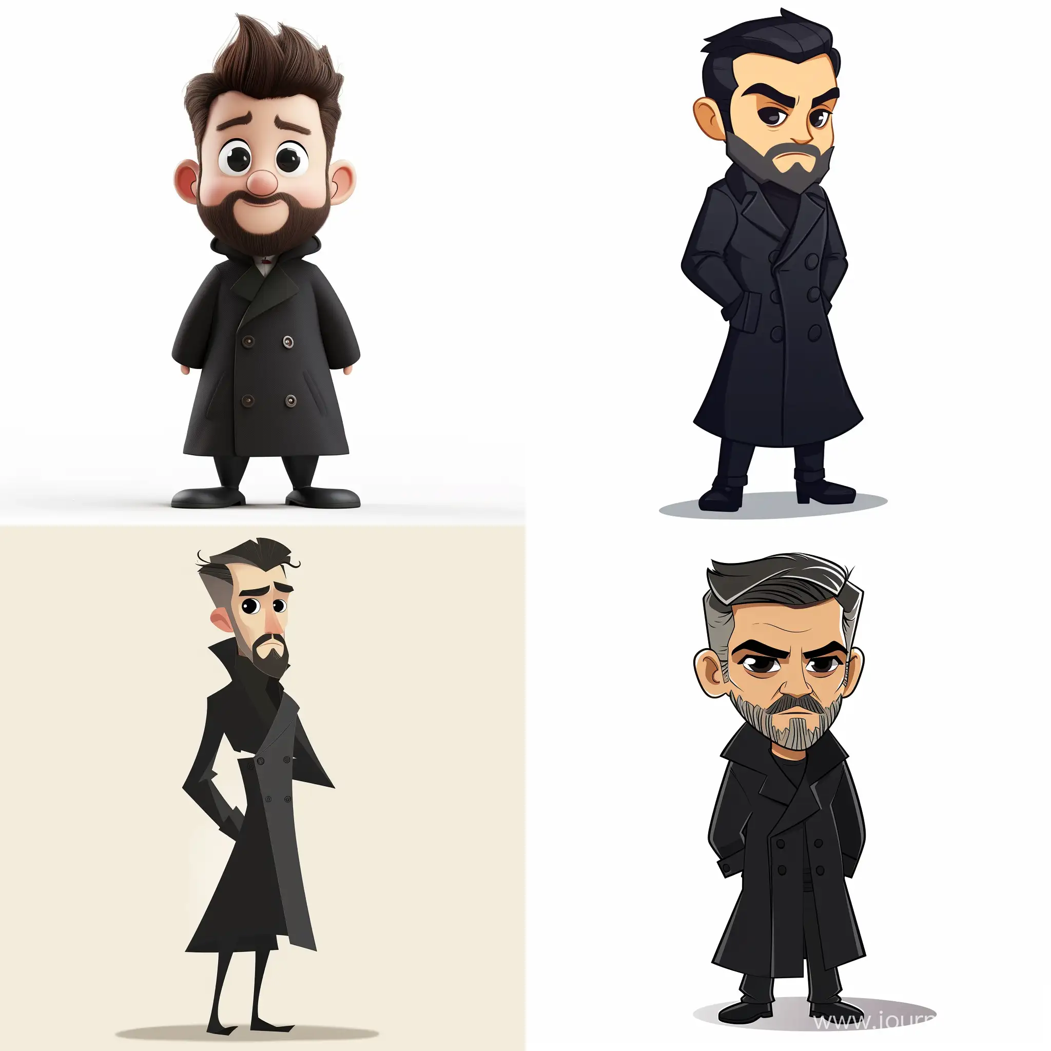 Cartoon-Detective-with-Short-Beard-and-Black-Coat