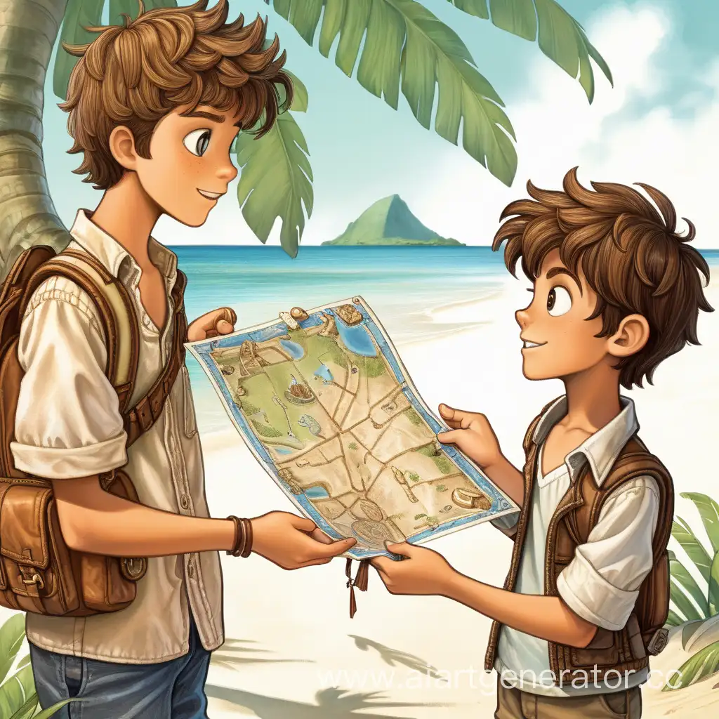 главный герой мальчик Тим получает карту от загадочного мужчины, которая ведет его к сокровищам на необитаемом острове