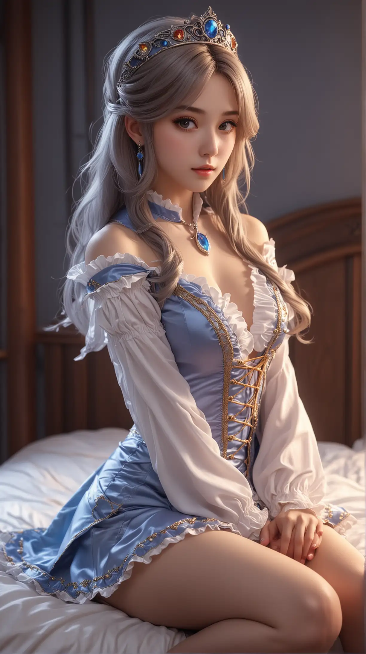 Elegant Wizard Idol Girl in Fantasy Isekai Bedroom