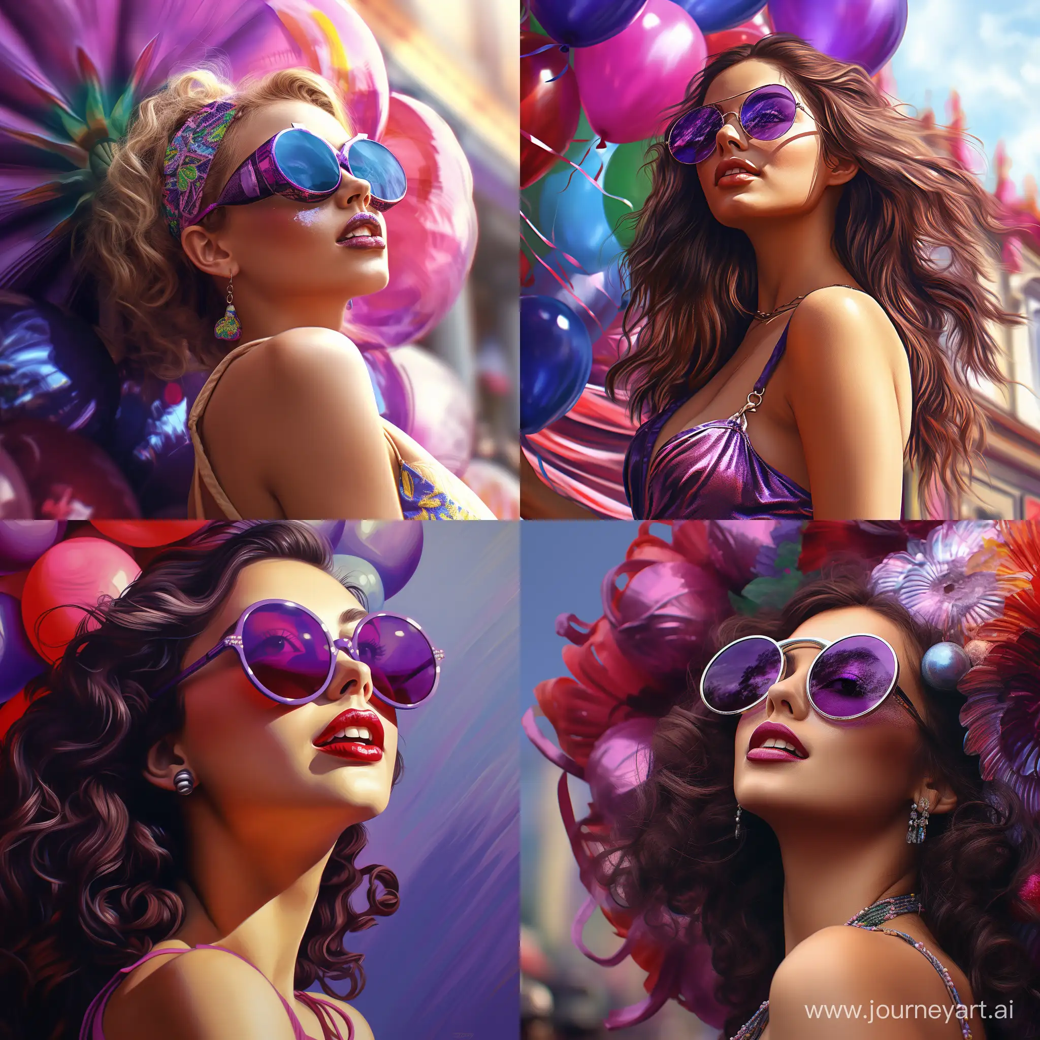 Girl-in-Detailed-Purple-Round-Sunglasses-at-Mardi-Gras-Celebration