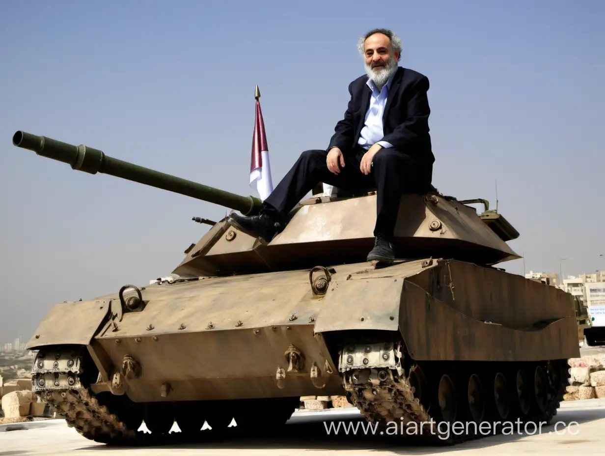 Мэир Кахане сверху сидит на танке