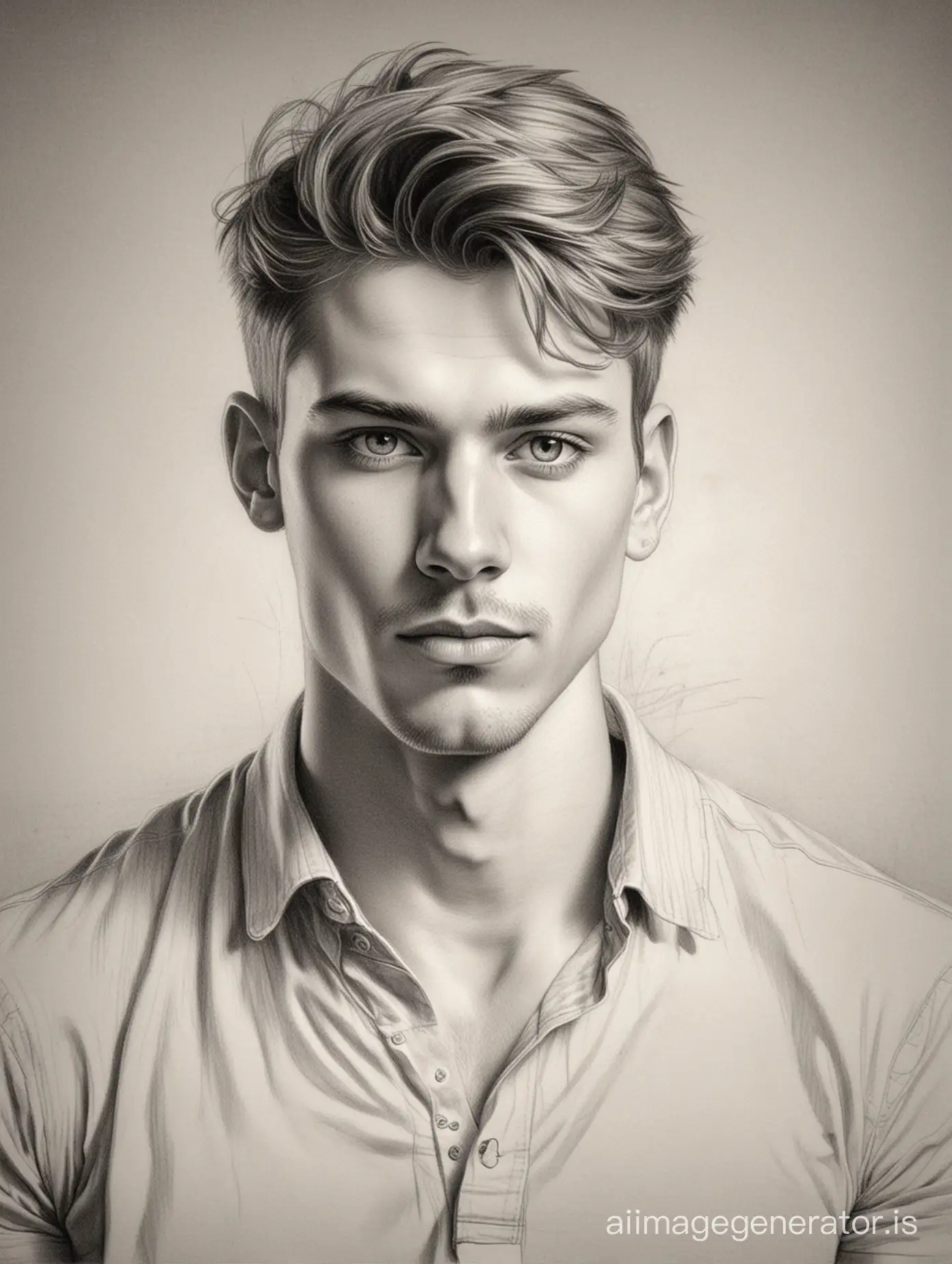 Create an pencil sketch of a young man, posing with attitude,
