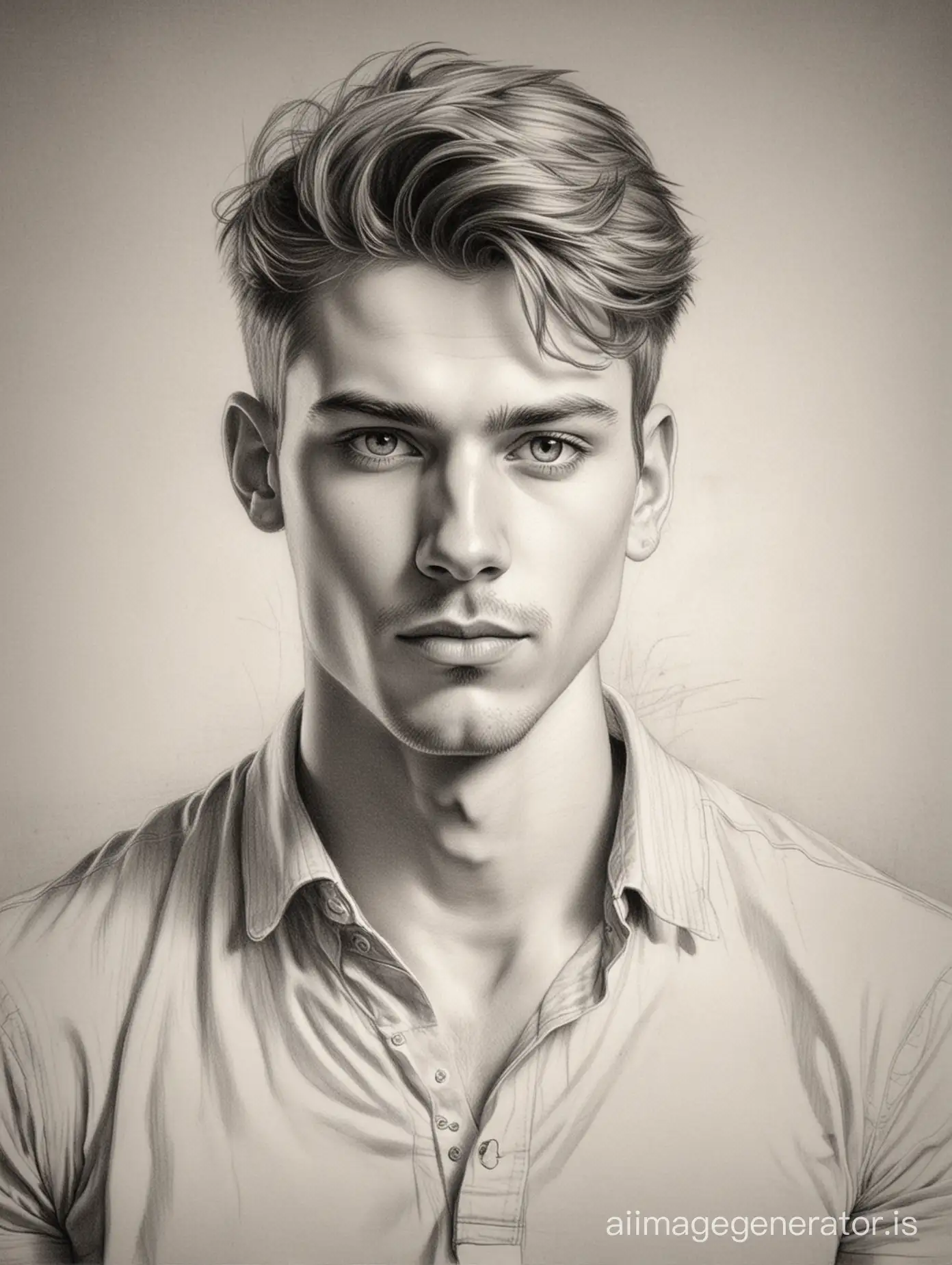 Confident Young Man Posing in Dynamic Pencil Sketch | AI Image Generator