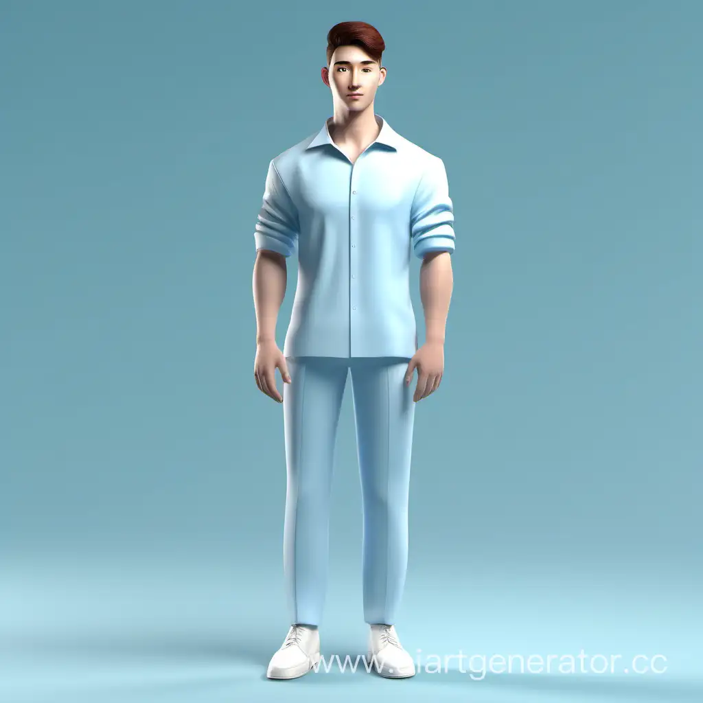 3d Poly ESFJ male character wearing light blue clothes