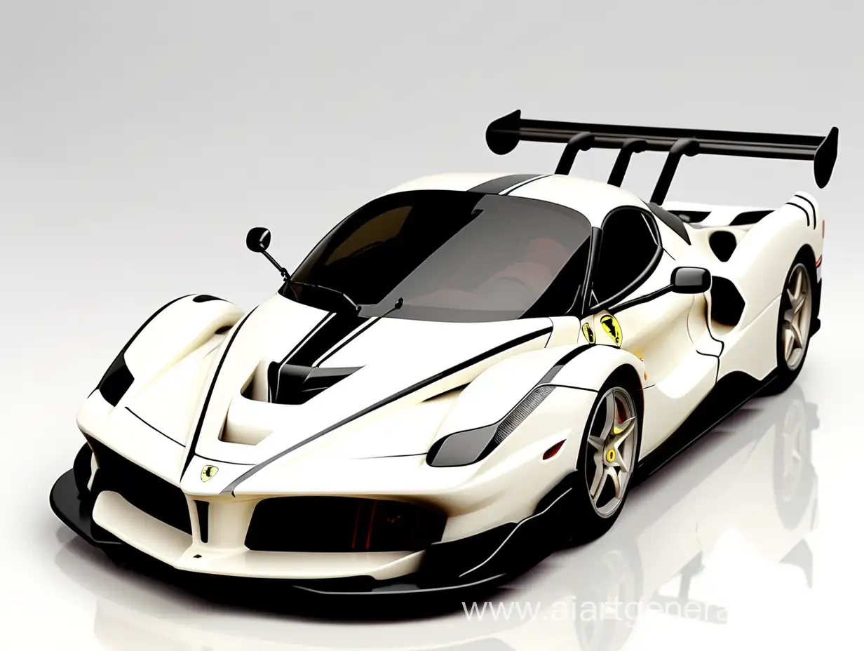 Sleek-Ferrari-FXX-K-Evo-Racing-Car-in-White-and-Black