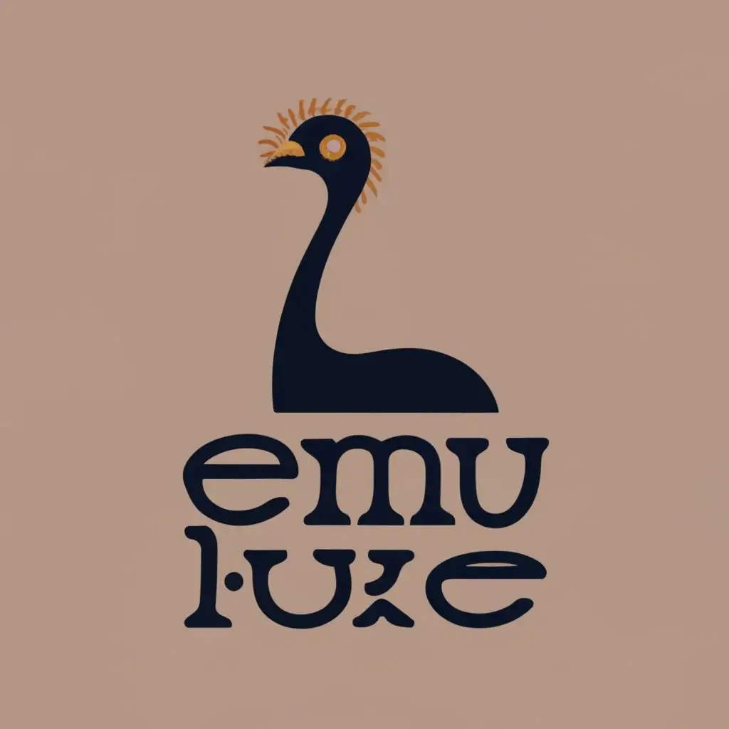 logo, Emu Bird smaller then logo name. Use gold and rose gold colour, please use pastel colours in background , use dimond jewellery emu is wearing, with the text "Emu Luxe", typography, be used in Technology industry