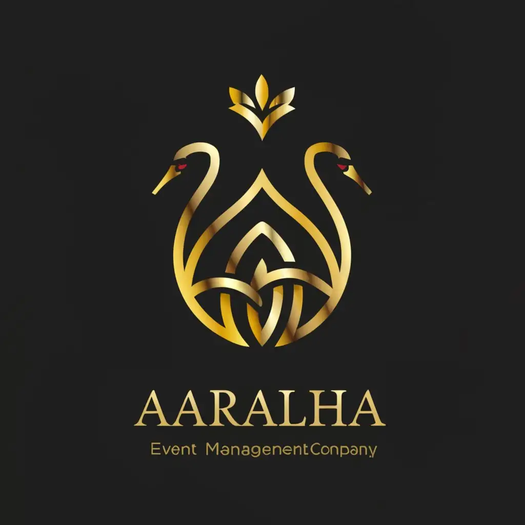 a logo design,with the text "A a R a H a", main symbol:Craft a submark logo (logo styles like Versace, Prada, Ralph Lauren, Chanel, Gucci, etc.) for "AaRaHa," an event management company renowned for its luxurious services. Create a symbol of a swan showing luxurious aspect of the brand, and incorporate event elements like chandelier, tables, stage, etc. Ensure the design exudes opulence and elegance, capturing the essence of high-end event management.,complex,be used in Events industry,clear background