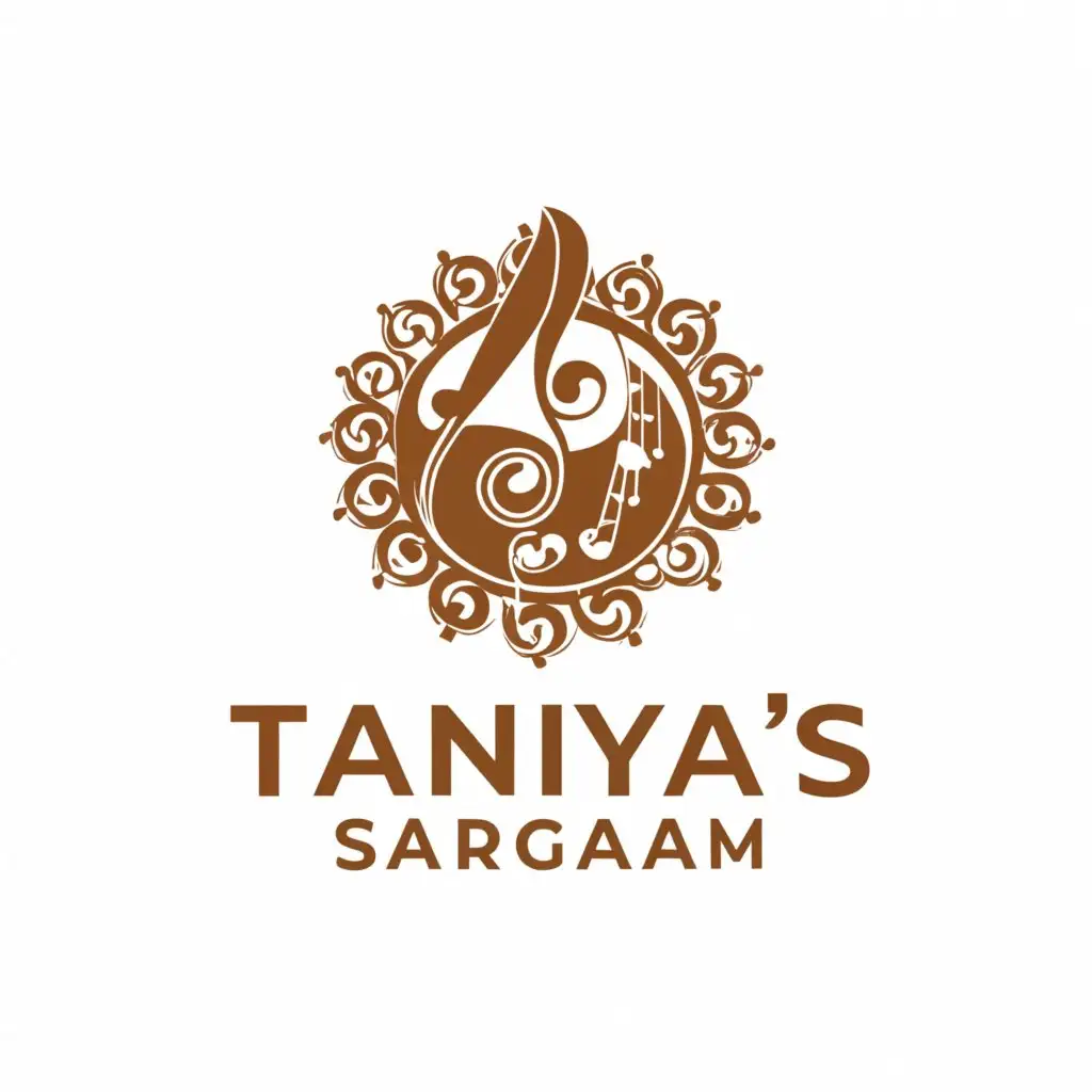 a logo design,with the text "Taniya's Sargam", main symbol:Indian Classical Music and more,Moderate,be used in Entertainment industry,clear background