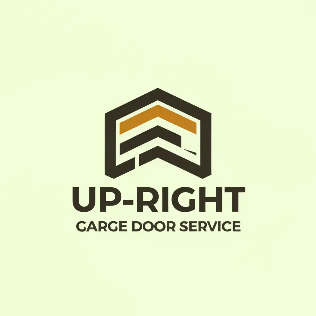 a logo design, with the text 'Up-Right Garage Door Service', main symbol: garage door, Moderate, be used in Construction industry, clear background, colors orange and brown