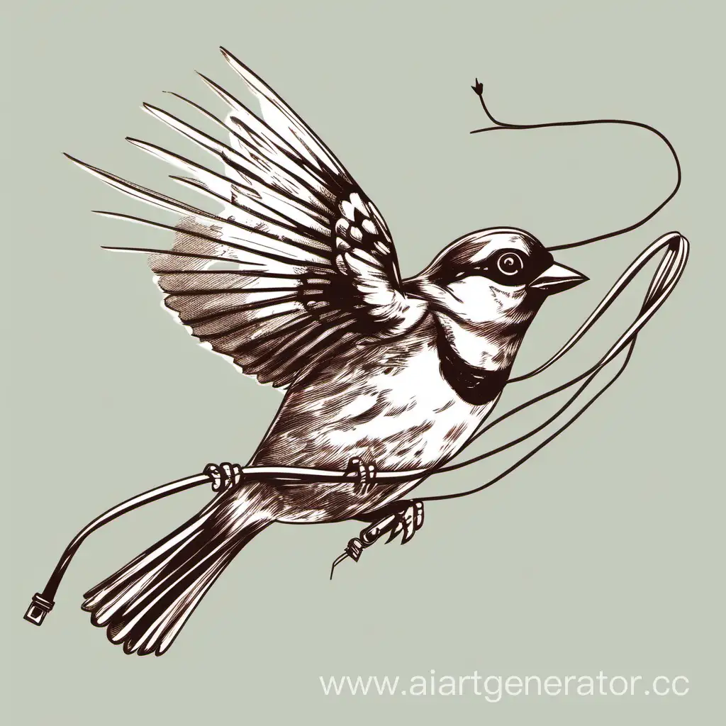 Graceful-Sparrow-Sketch-Balancing-on-Wires