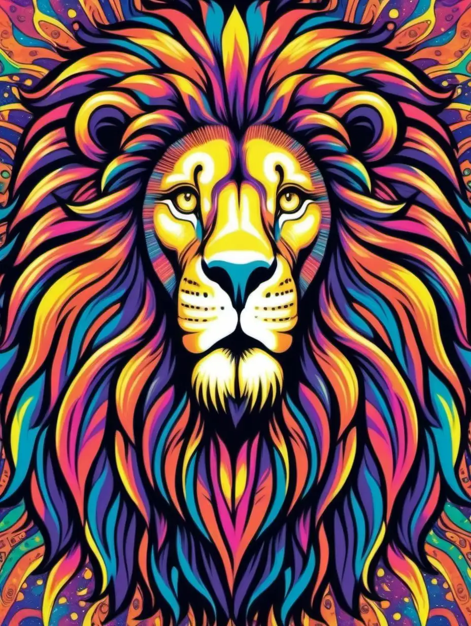 Vibrant Psychedelic Lion Artwork Abstract Colorful Lion Print