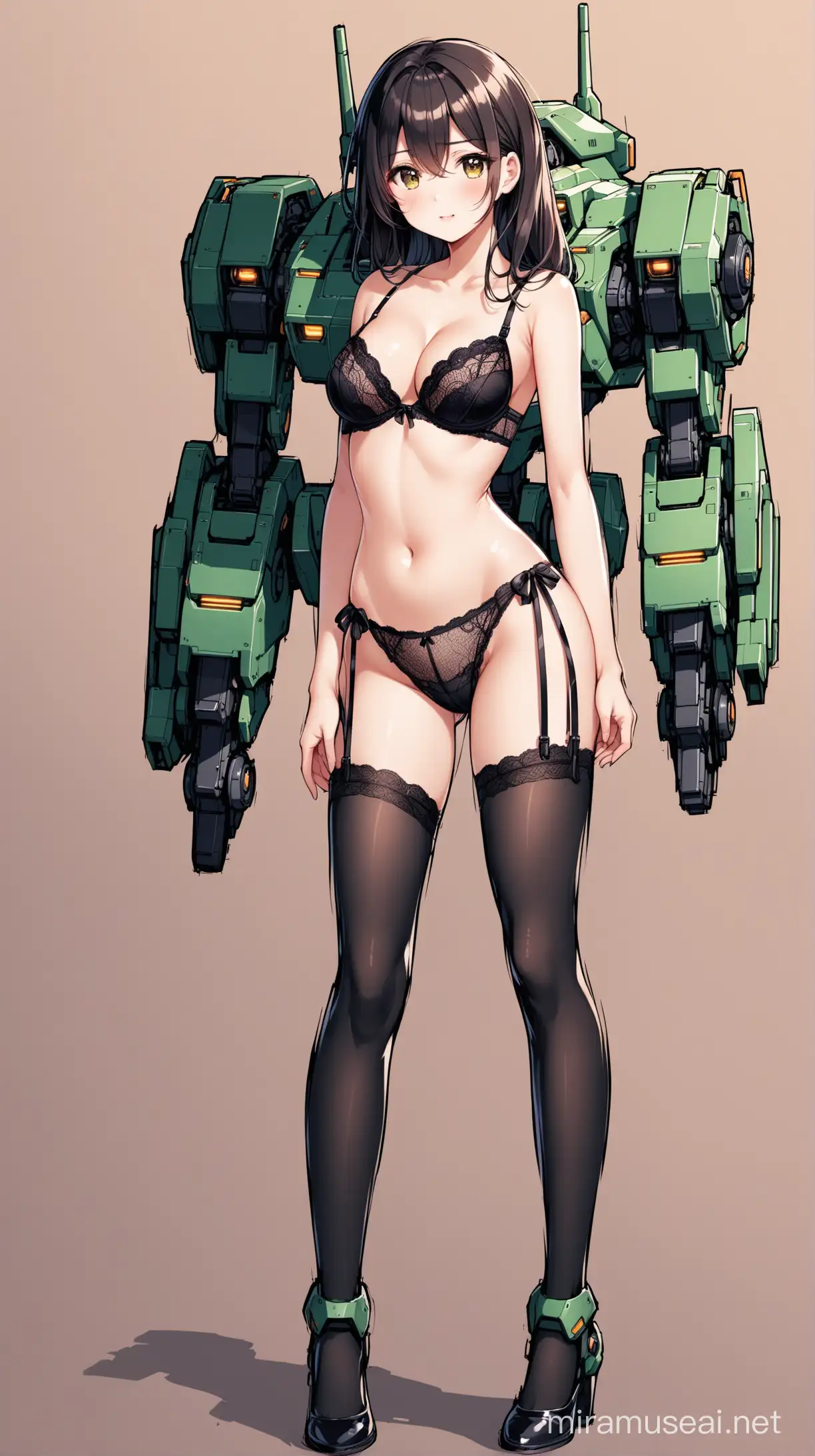 Cybernetic Femme Fatale in Lingerie and Stockings