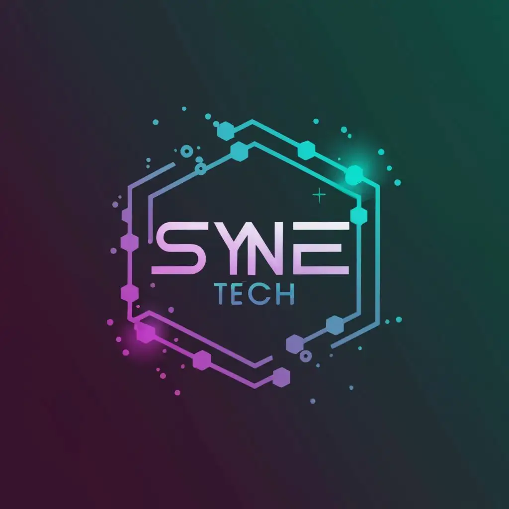 a logo design,with the text "SYNE TECH", main symbol:cyberpunk, hexagon, neonwave, purple,Moderate,be used in Technology industry,clear background