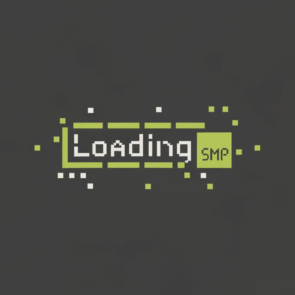 logo, Loading bar Green Color Pixel Graphic, with the text "LOADING... SMP", typography