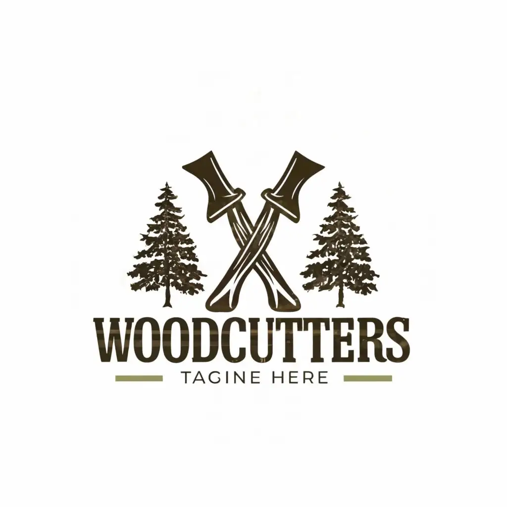 LOGO-Design-For-The-Woodcutters-Symbolic-Axe-and-Tree-Emblem-for-Construction-Industry