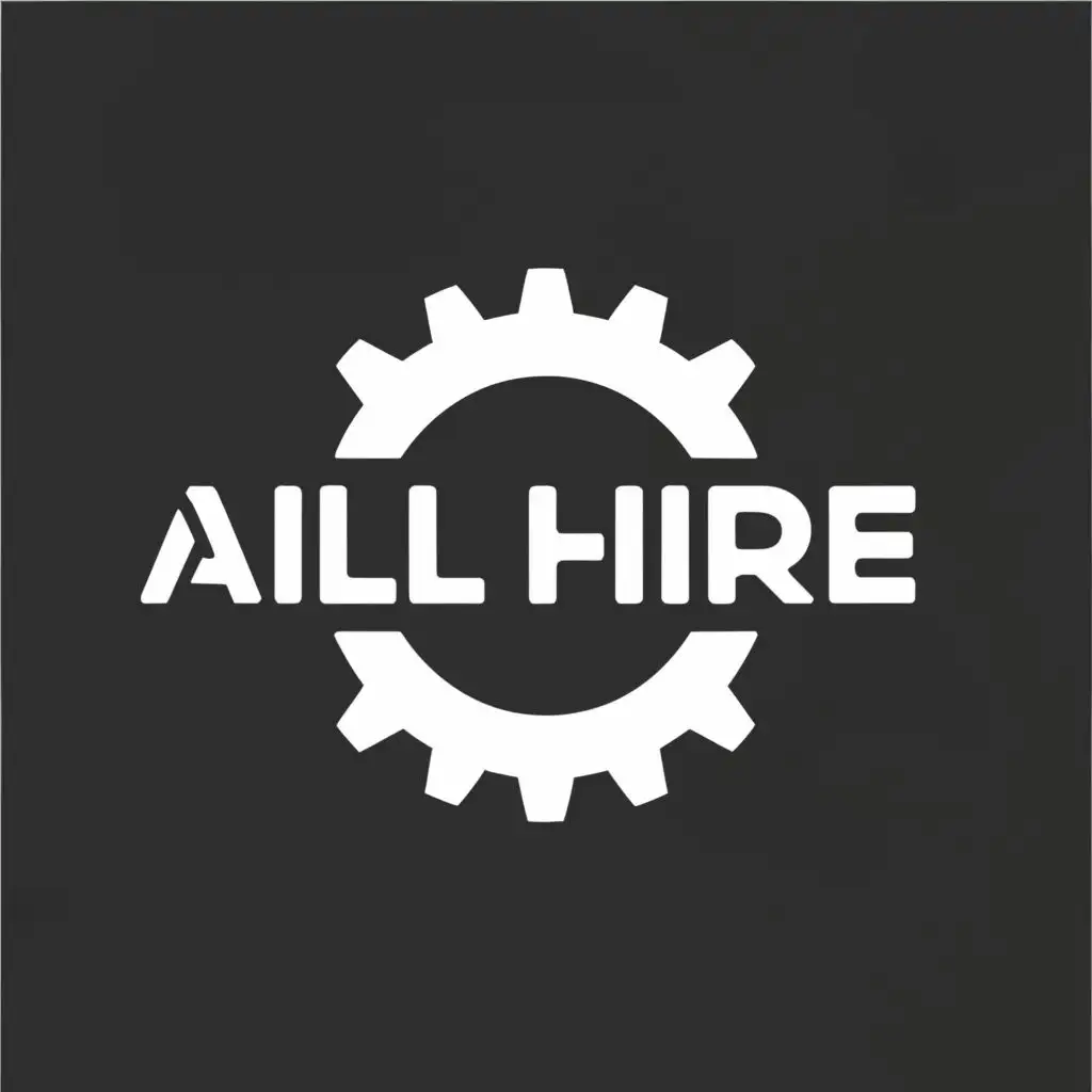 a logo design,with the text "All Hire", main symbol:Gear,Moderate,clear background