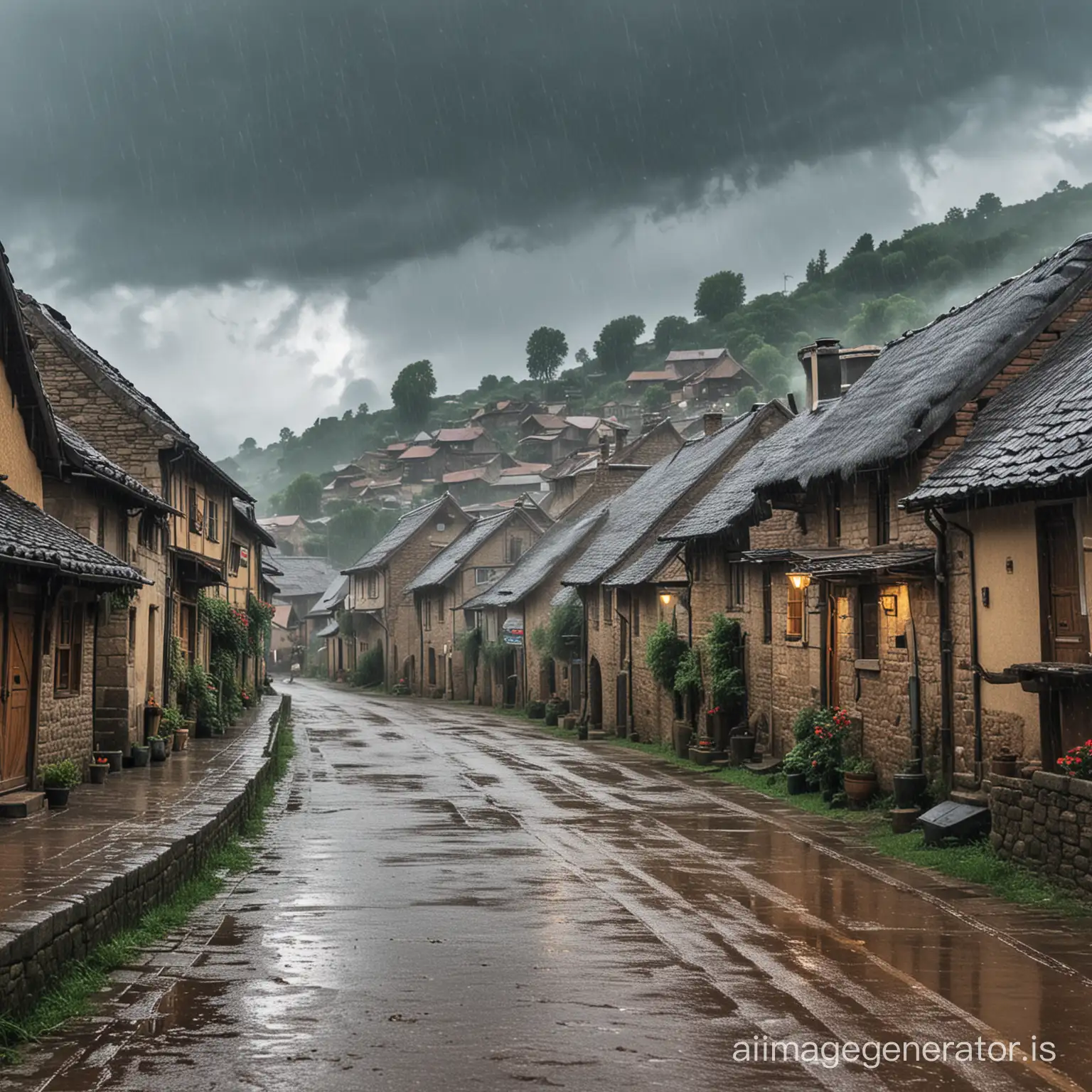 raining on a village