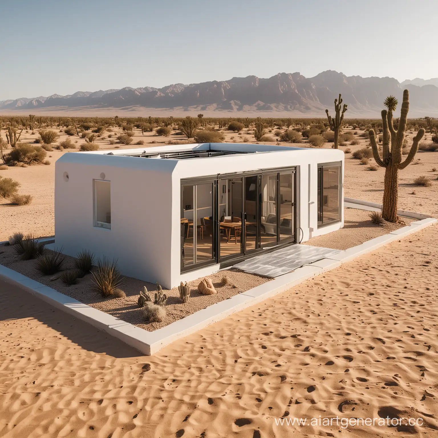 printed home on a 3D printer in the desert