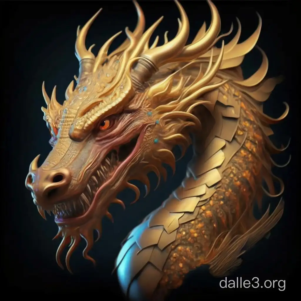 A golden dragon inspired by Dragonball Z. Hyper realism 