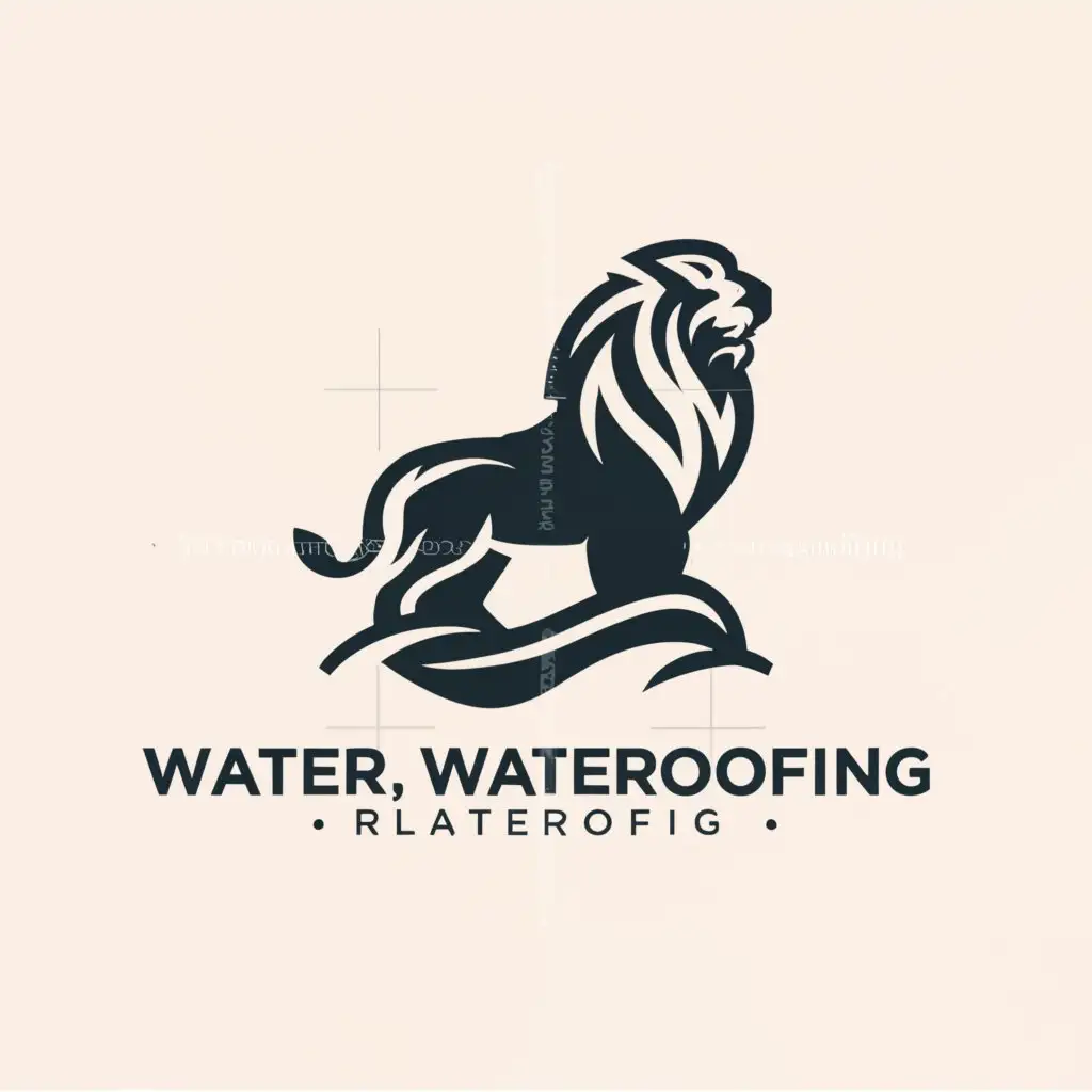 a logo design,with the text "Water, waterproofing, lion, reliability", main symbol:Lion, water,Moderate,clear background