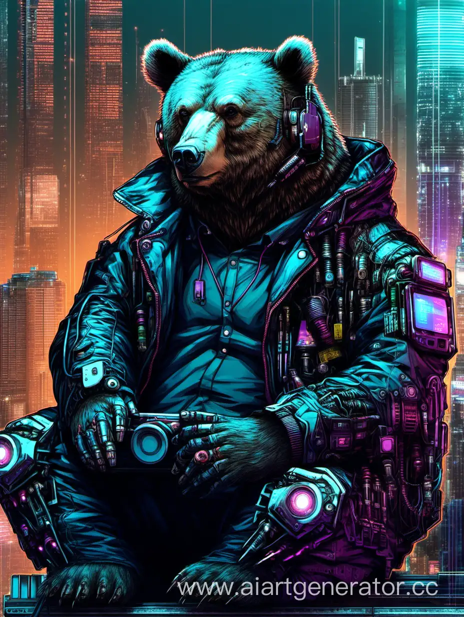 Cyberpunk-Programmers-Bear-Futuristic-Techno-Companion-in-a-Digital-World