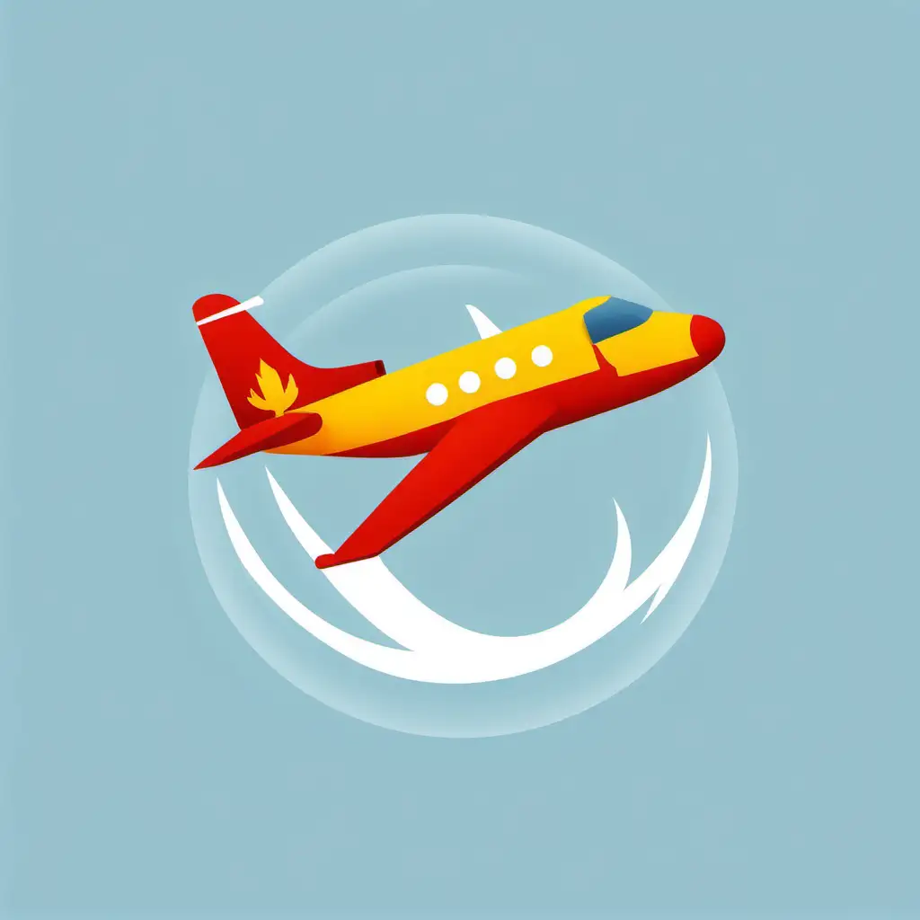 create a symbol/icon as follows: "Firefighting Airplane: A side profile of a firefighting Canadair water bombing airplane . Use a simplified airplane shape to ensure clarity at smaller sizes. ".Use a uniform circled symbol style and color palette for the icon, and ensure it is scalable and clear at different sizes.