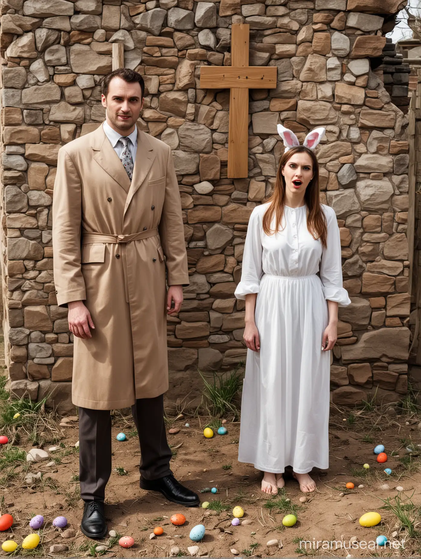 Evil man and woman ruins Easter Sunday.
