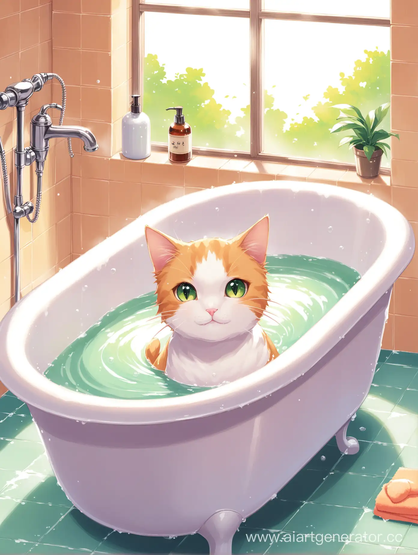 Playful-Cat-Enjoying-a-Relaxing-Bath