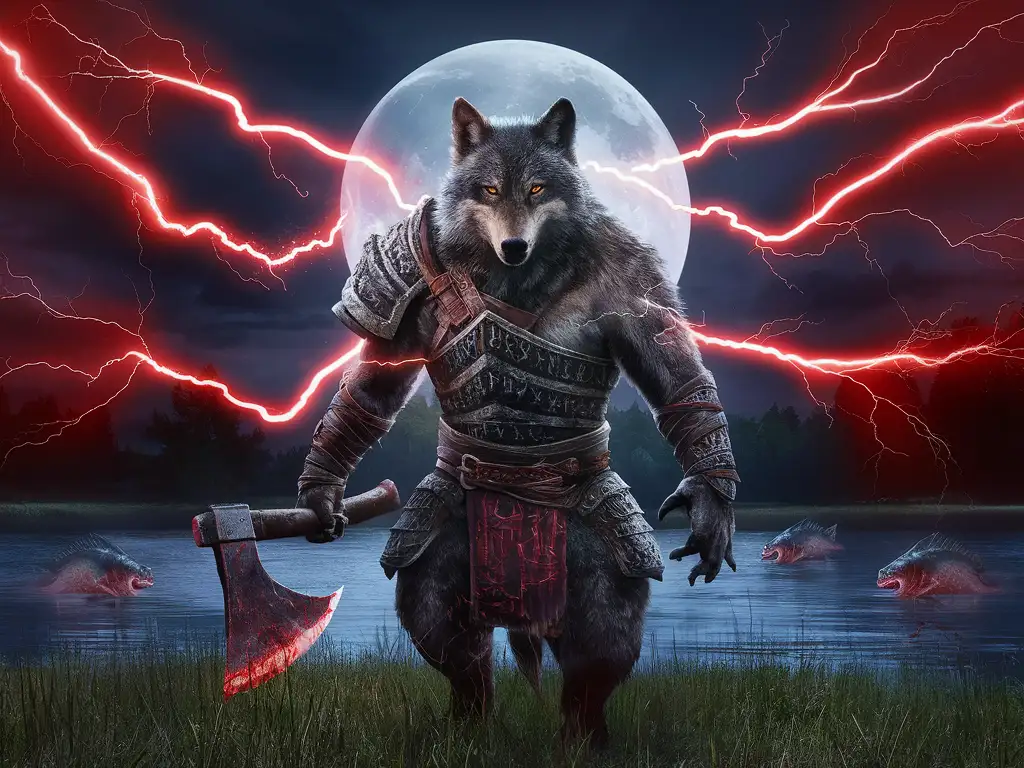 Mighty-Warrior-Dog-in-Armor-with-Lightning-Force-Field-and-Bloodied-Axe