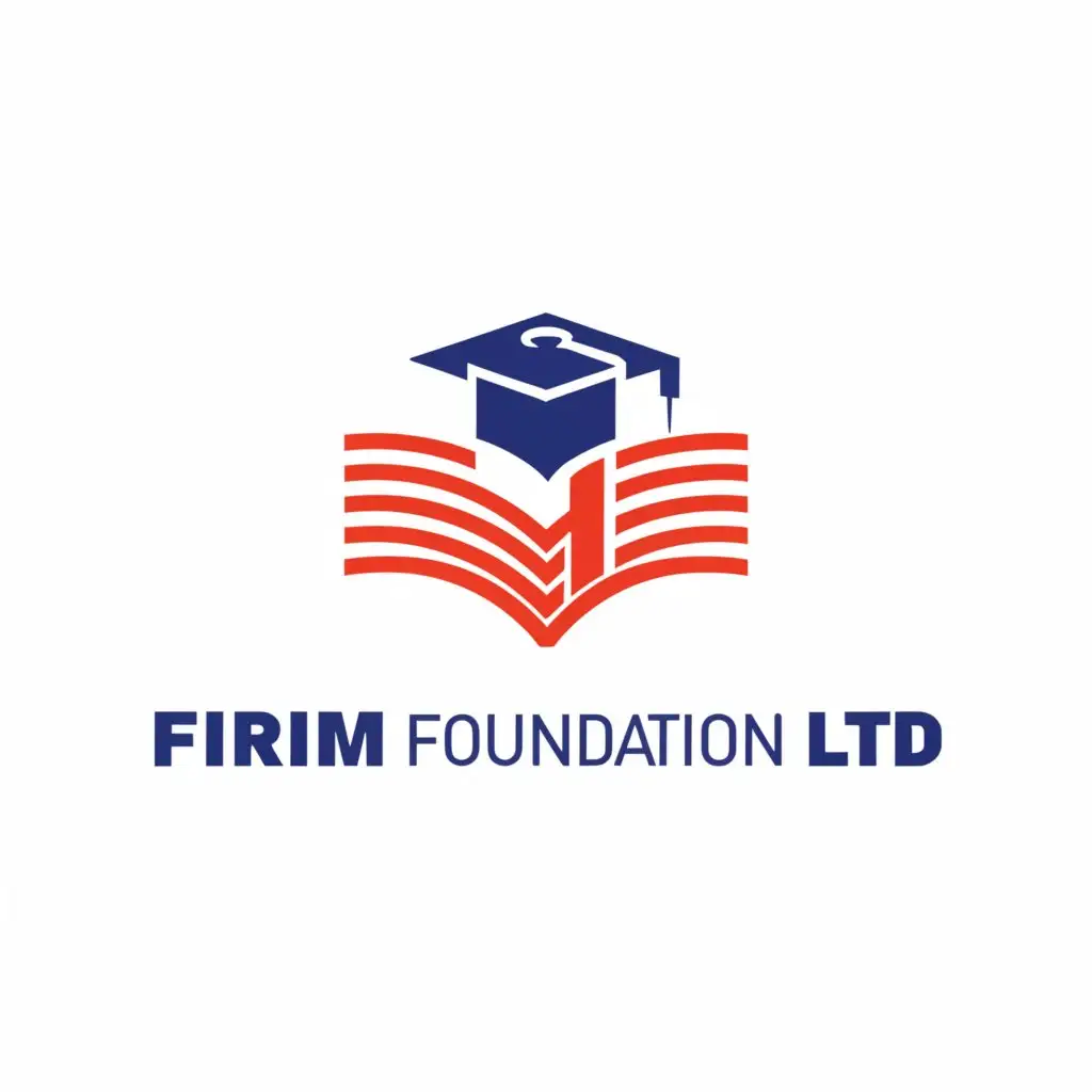a logo design,with the text "Firm foundation ltd", main symbol:College 
Company Slogan: Diligent And Learning
Company Colors: Royal Blue and Red
Extra Features: Logo Should Look Like A School Badge,Minimalistic,be used in Education industry,clear background