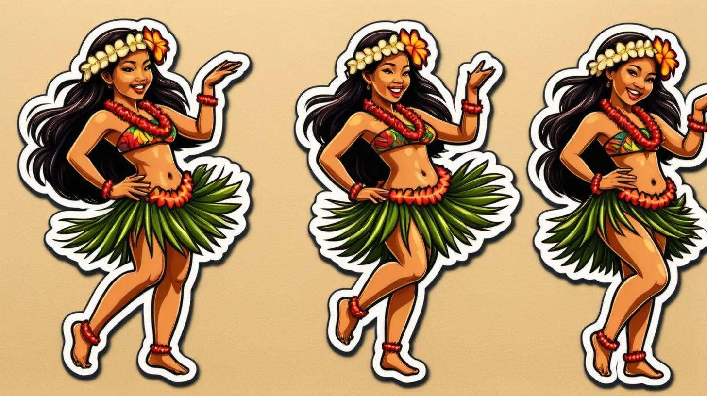 Hawaiian Stickers Featuring a Youthful Hawaiian Dancer