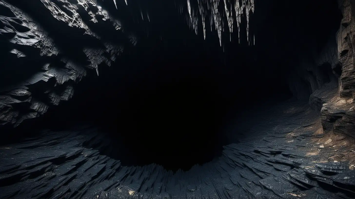 giant dark hole in a cave that drops downward thousands of feet, dropping down