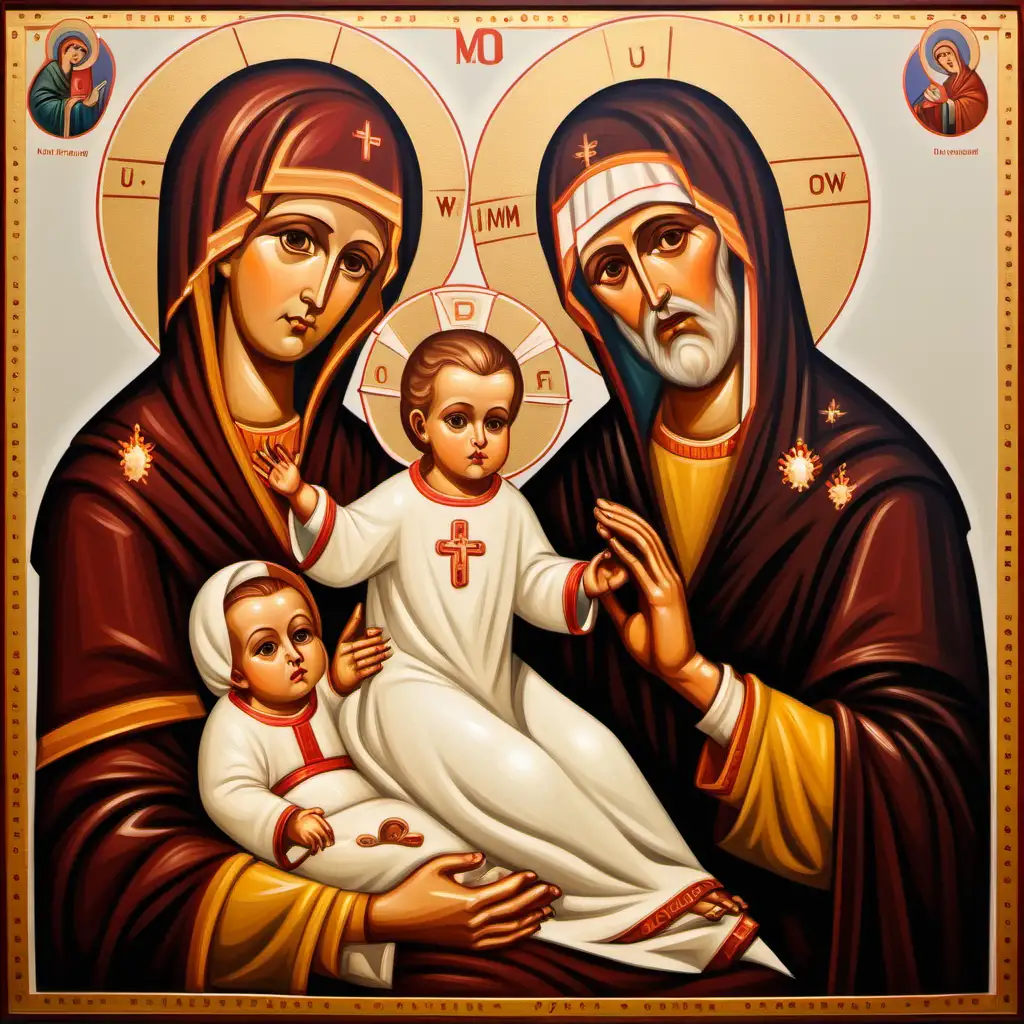 Wykonaj wizerunek Błogosławionej Rodziny Ulmów w stylu ikony

