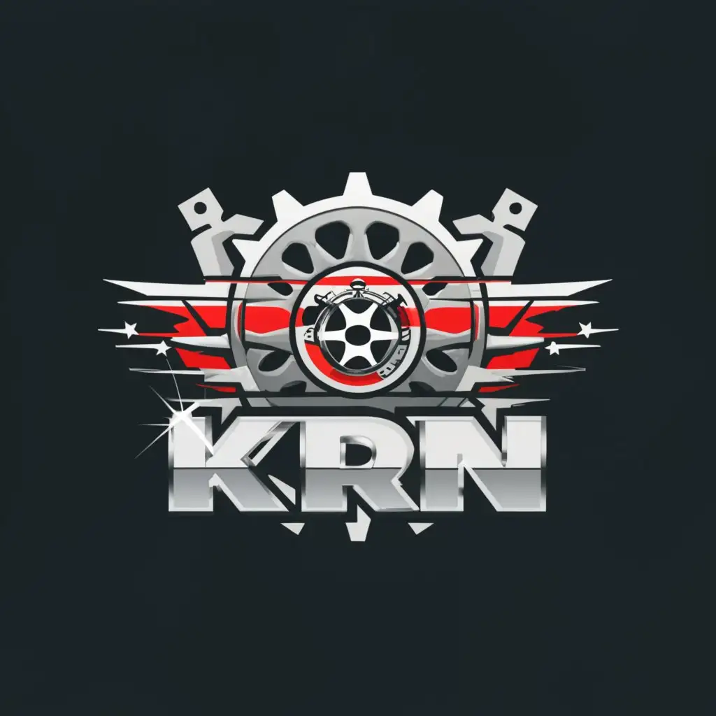 a logo design,with the text "KRN", main symbol:Cars. wrenches, american flags,Moderate,be used in Automotive industry,clear background
