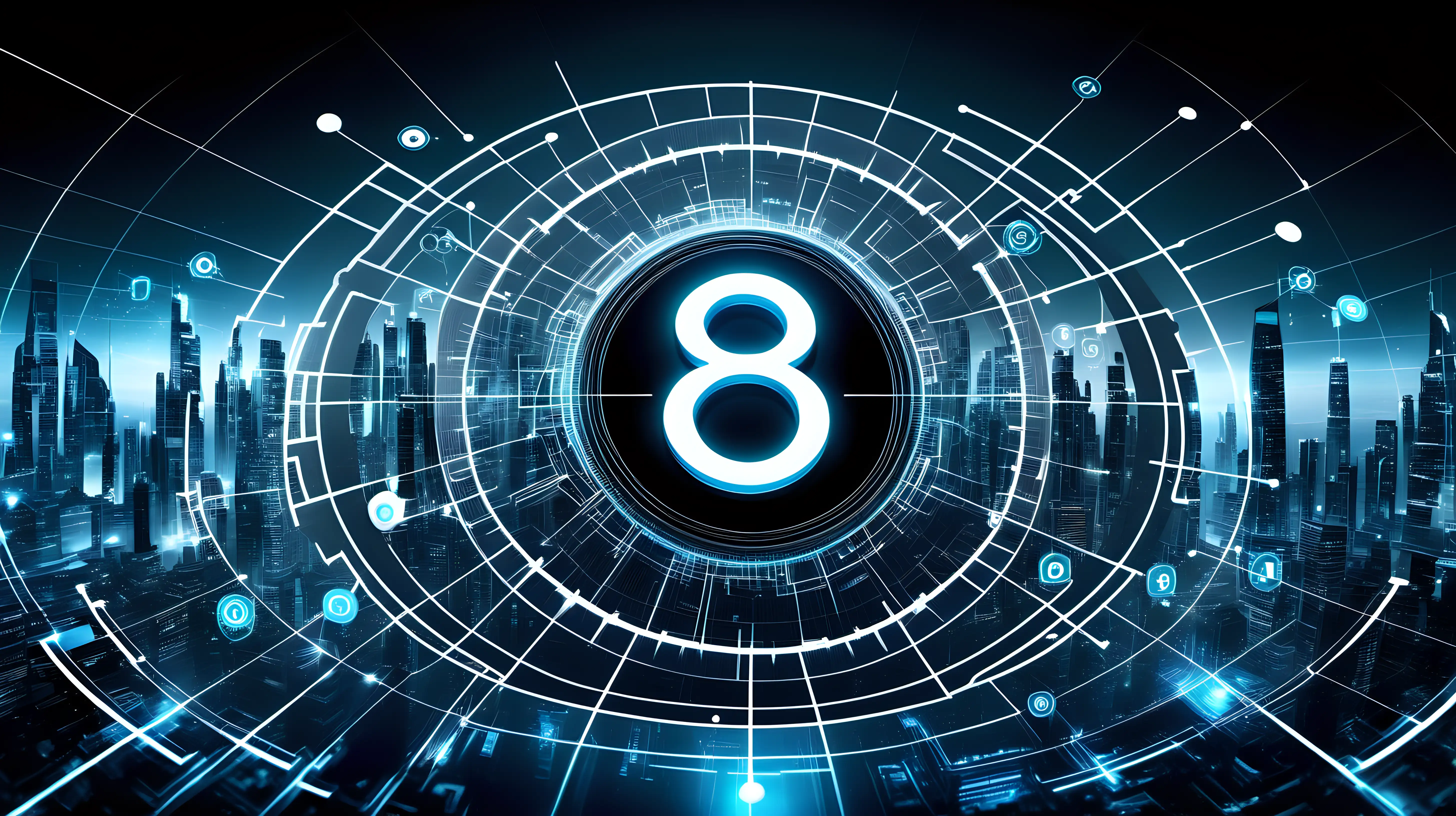 A futuristic and awe-inspiring image capturing the essence of 8G technology, with the central "8G" symbol against a backdrop of advanced digital interfaces and interconnected nodes.