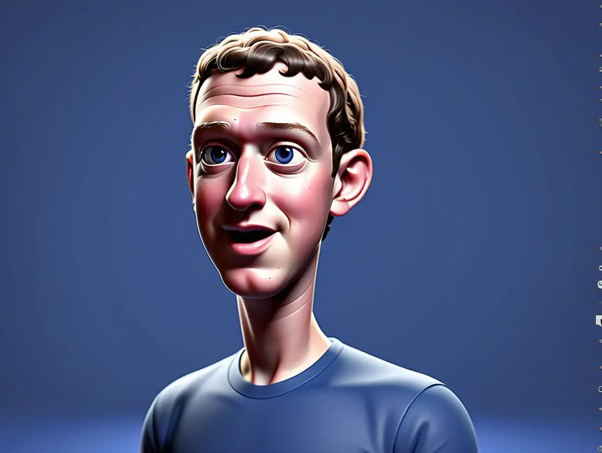 Mark Zuckerberg 3D Cartoon Tech Titan in Animated Form