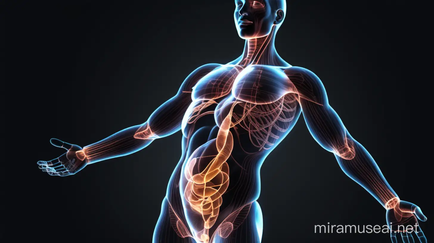 Transparent Human Anatomy JShaped Stomach Visualization