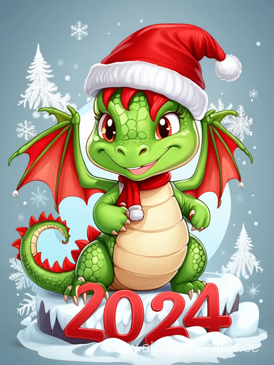 Adorable-Santa-Claus-Hatwearing-Dragon-Wishing-Happy-2024