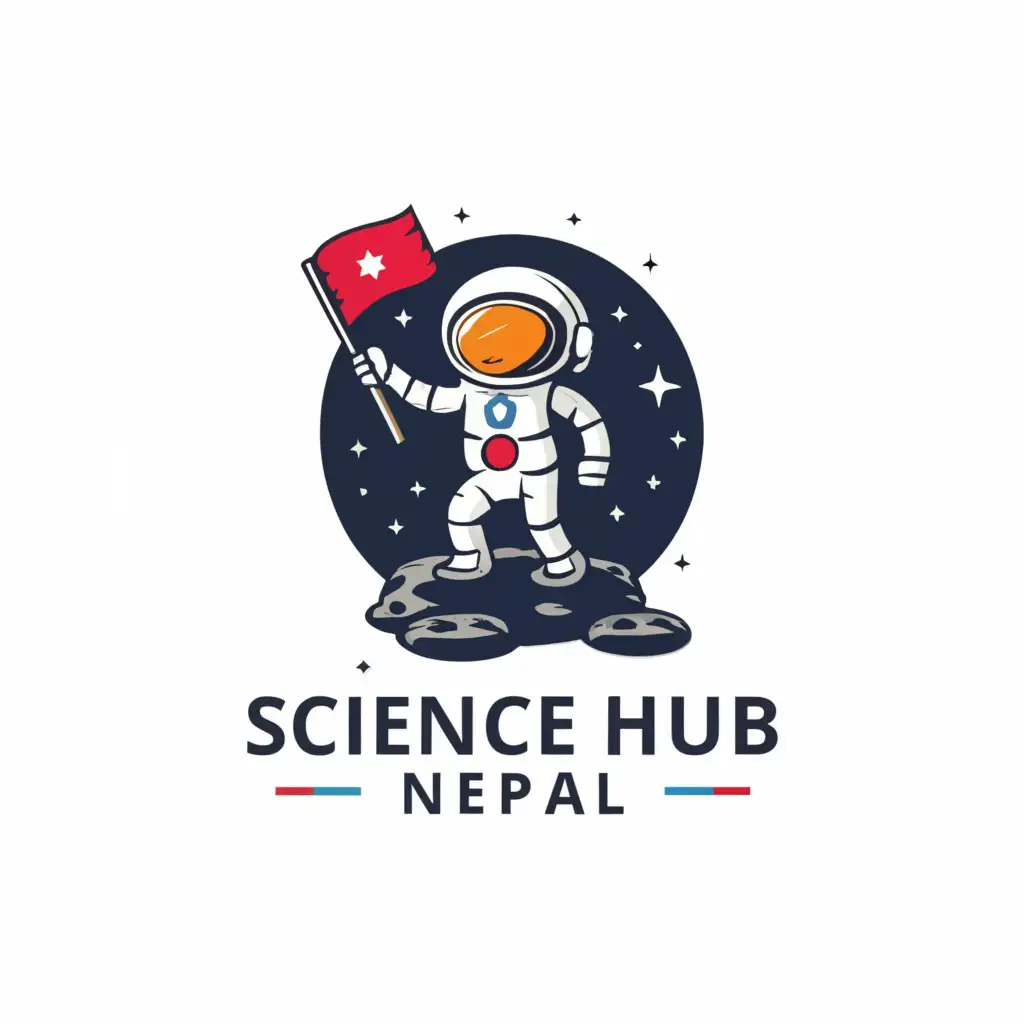 a logo design,with the text "Science Hub Nepal", main symbol:Astronaut with flag in moon,Moderate,be used in Education industry,clear background